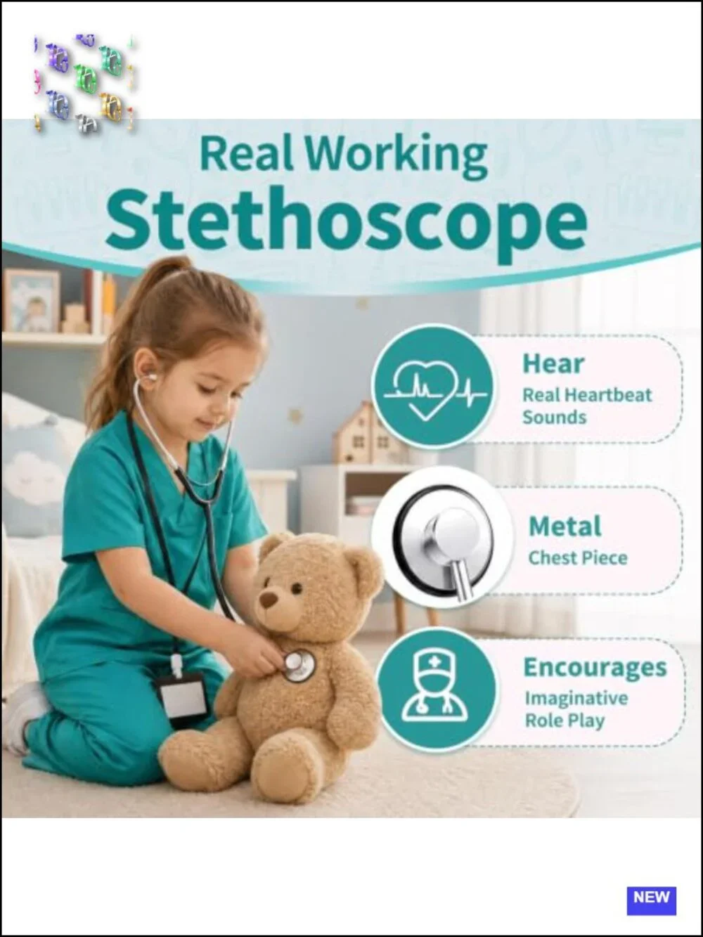 7-Piece Kids Doctor Costume Set with Real Stethoscope Role Play Green